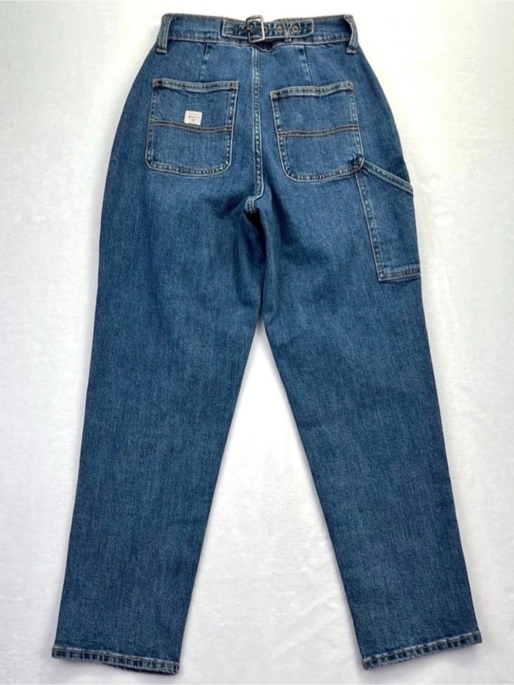 Old Navy Extra High-Waisted Sky-Hi Straight Workwear Jeans Blue